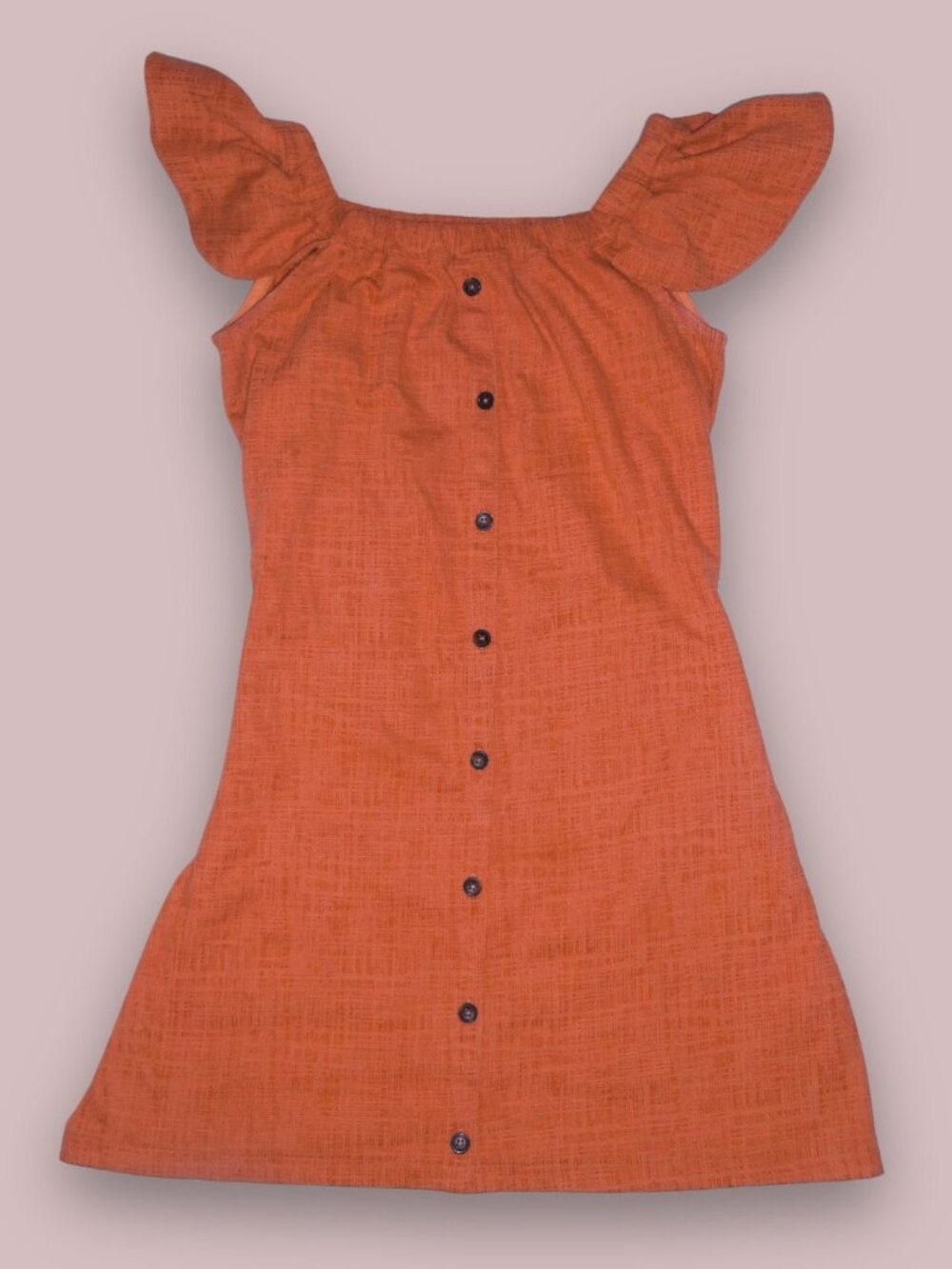 Madewell x Texture & Thread Burnt Orange Off-Shoulder Shift Mini Dress